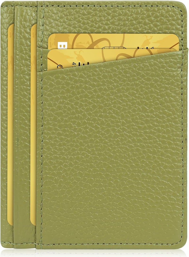 Unaone Slim Minimalist Wallet - Premium Leather RFID Blocking Front Pocket Wallets with 8 Card Slots and 2 ID Window, Green - Image 1